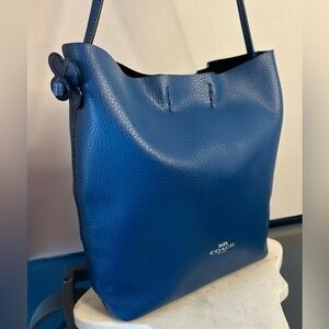 Coach Derby Slim Midnight Blue Leather Bucket Crossbody F58661 Like New